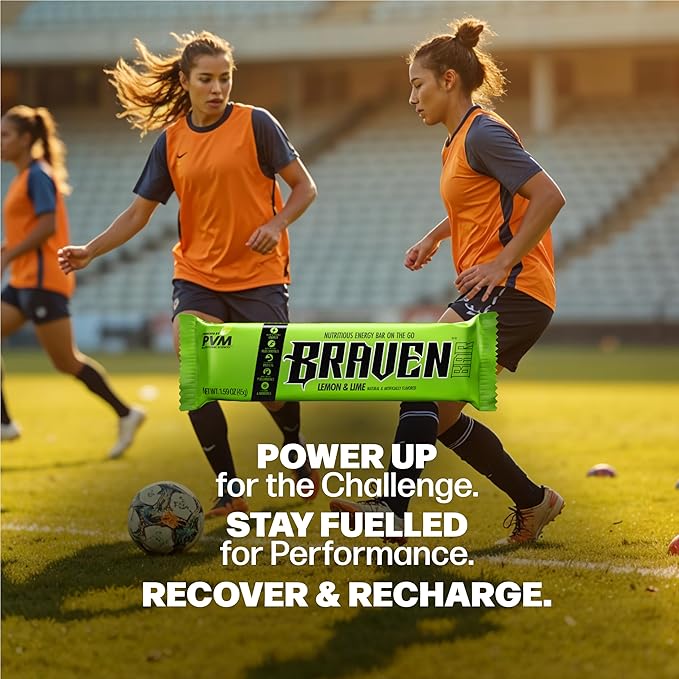 Braven Bar Lemon Lime Energy Bars (1.59 oz, Pack of 10) – Energy Chews with 5g Protein – On-the-Go Energy Snacks for Running, Hiking, and Sports - Gluten Free Snacks for Sustained Energy Boost