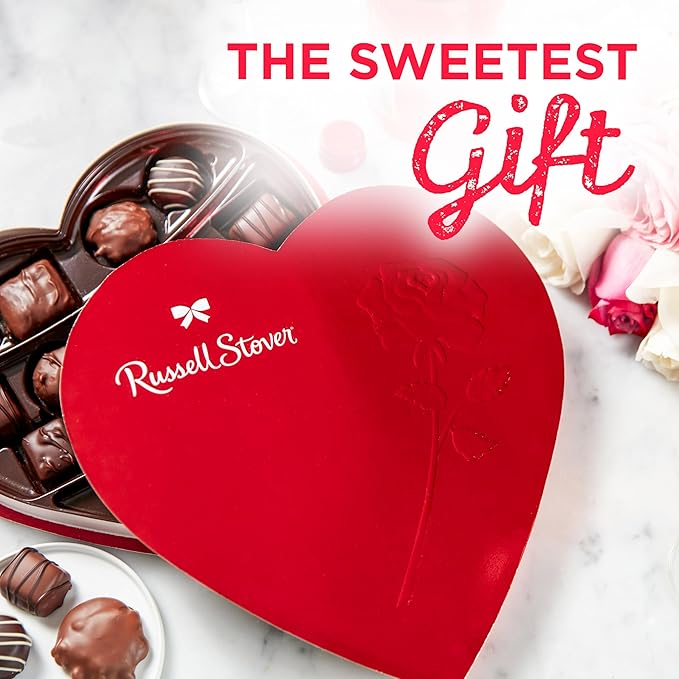 Russell Stover, Red Foil Heart, 10 Ounce - Chocolate Gift Box for Valentine's Day, Mother's Day, Anniversary and Birthdays (Pack of 2)