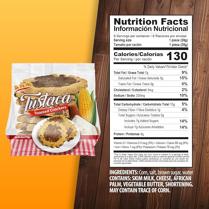 De Mi Pais Tustaca Toasted Crackers – Sweet and Savory Corn Crackers Made with Brown Sugar, Cheese, and Skim Milk; Traditional Honduran Snack for Anytime Enjoyment | 6 Oz | 3-Pack