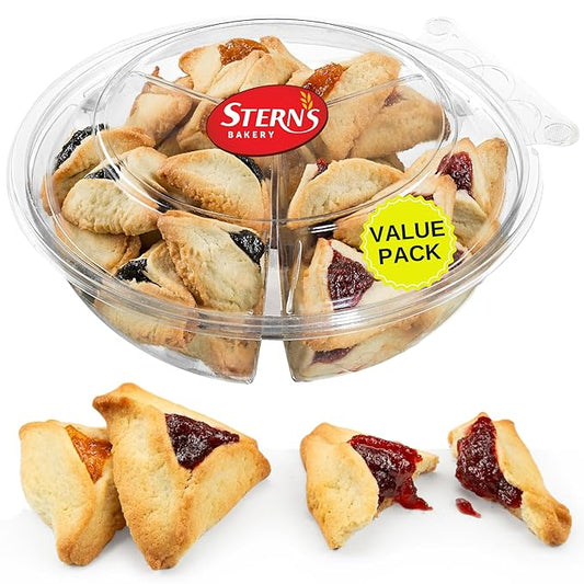 Hametaschen Cookies | Fathers Day Gift Box | Shortbread Cookies Filled with Apricot, Raspberry & Prune Jam | Kosher, Dairy Free & Nut Free | Stern's Bakery