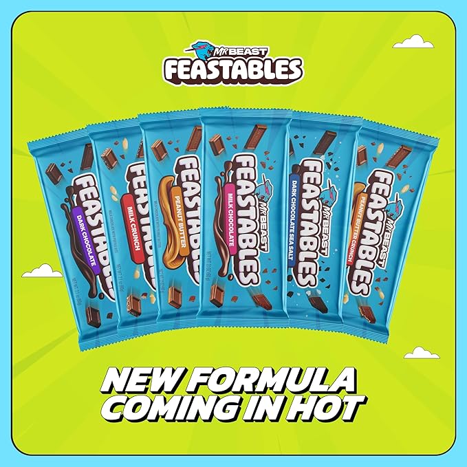 Feastables Almond Milk Chocolate KING Size Chocolate Bar, 2.1oz (60g), 10 count