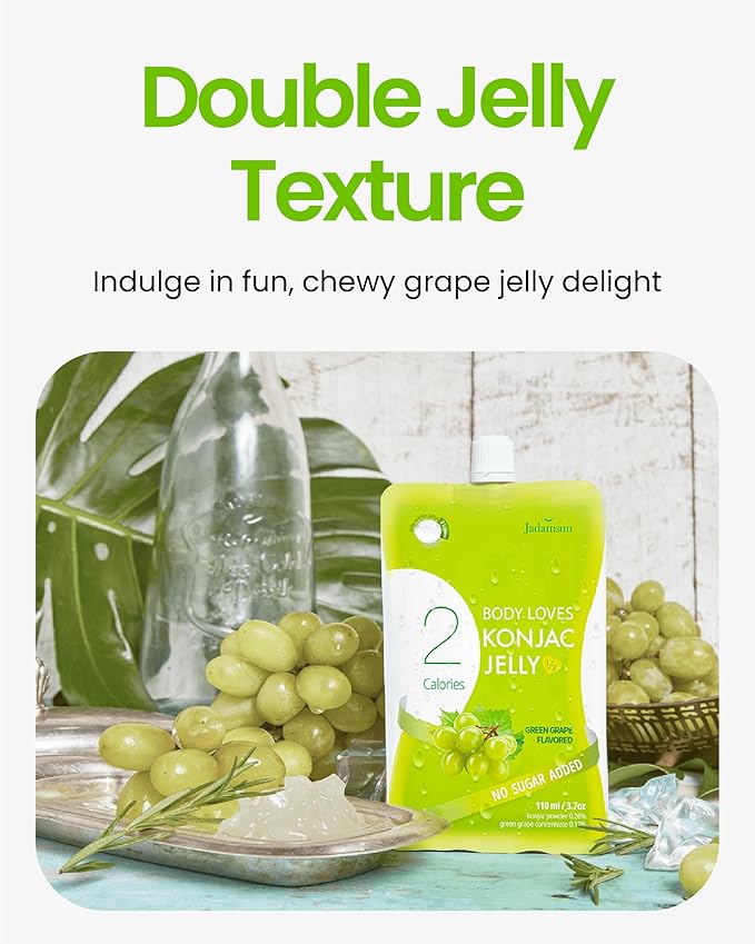 Jadamsun Konjac Jelly Juice (Grape, 10 pcs) - Delicious Low-Calorie Healthy Korean Snack, Drinkable Fruit Snack, Sugar-Free, Vegan, Gluten-Free