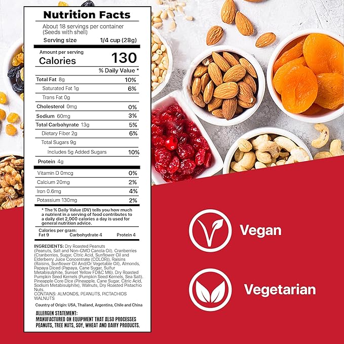 FRUIT NUT MIX TRAIL MIX by PREMIUM ORCHARD - Gourmet Trail Mix Bulk Blend of Mixed Nuts & Dried Fruit - Healthy Vegan Snacks, Snack Nut Mix, Plant Protein Source, Non-GMO, Natural - 18oz (3 Pack)