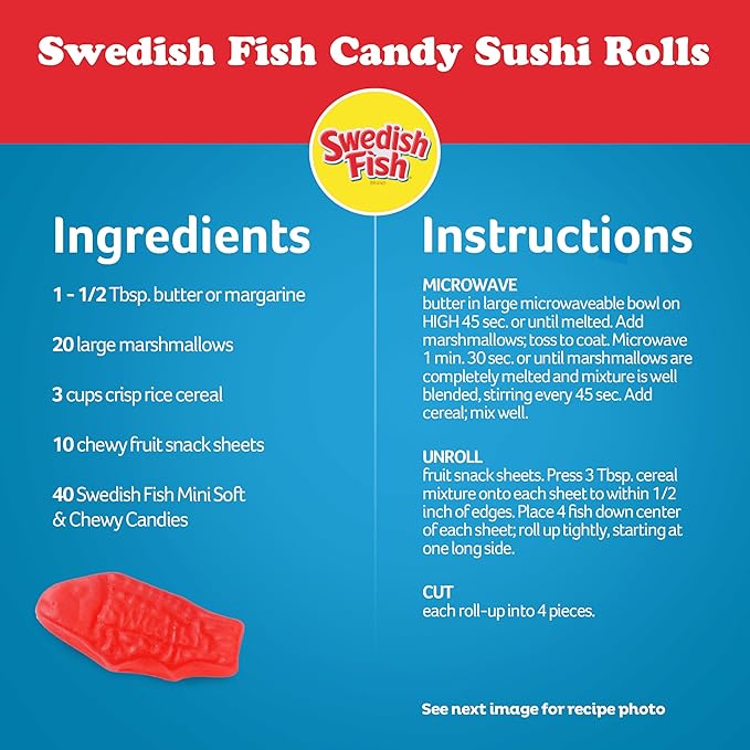 SWEDISH FISH Mini Assorted Soft & Chewy Candy, Family Size, Bulk Candy, 1.8 lb