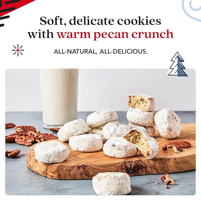 David's Cookies Butter Pecan Meltaways Christmas Cookies Gift Box 3 Pack – Soft Butter Cookies with Crunchy Pecans – 3 lbs Gourmet Holiday Dessert Basket for Celebrations and Special Occasions