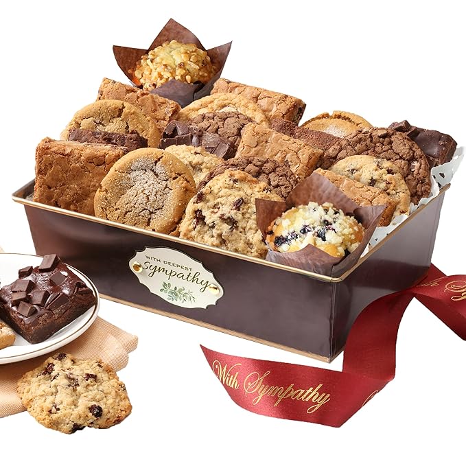 Broadway Basketeers Corporate Sympathy Gift Basket – Individually Wrapped Brownies and Cookies Gift Basket – Condolence & Bereavement Corporate Gifts for Employees, Colleagues and Clients