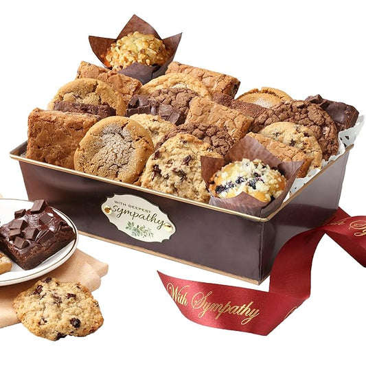 Broadway Basketeers Corporate Sympathy Gift Basket – Individually Wrapped Brownies and Cookies Gift Basket – Condolence & Bereavement Corporate Gifts for Employees, Colleagues and Clients