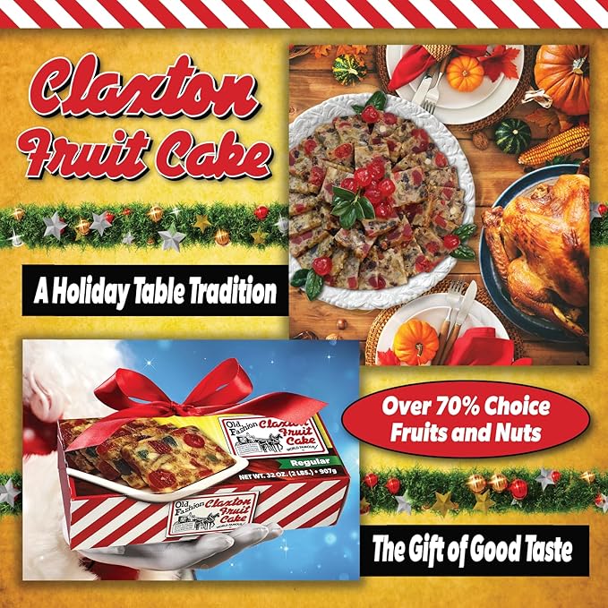 Claxton Fruit Cake - 2-1 Lb. Regular Recipe - Each Cake Individually Wrapped For Freshness in our, Signature Claxton Carton