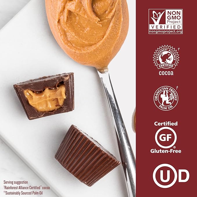Justin's Super Dark Chocolate Peanut Butter Cups 6pk of 4.2oz bags Organic, Gluten Free, Non-GMO, Responsibly Source, Rainforest Alliance Certified Cocoa