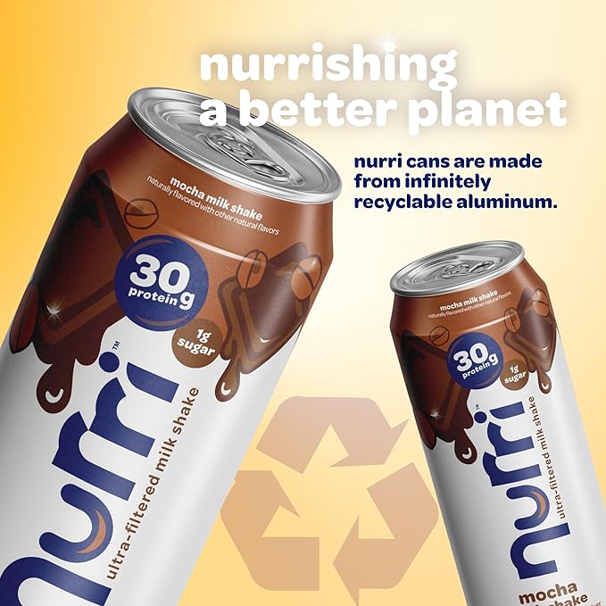 Nurri - 30g Protein Ultra Filtered Milk Shake – Mocha- Lactose Free, Low Sugar, 150 Calories, 10 Vitamins and Minerals - 11 fl oz, 10 Cans