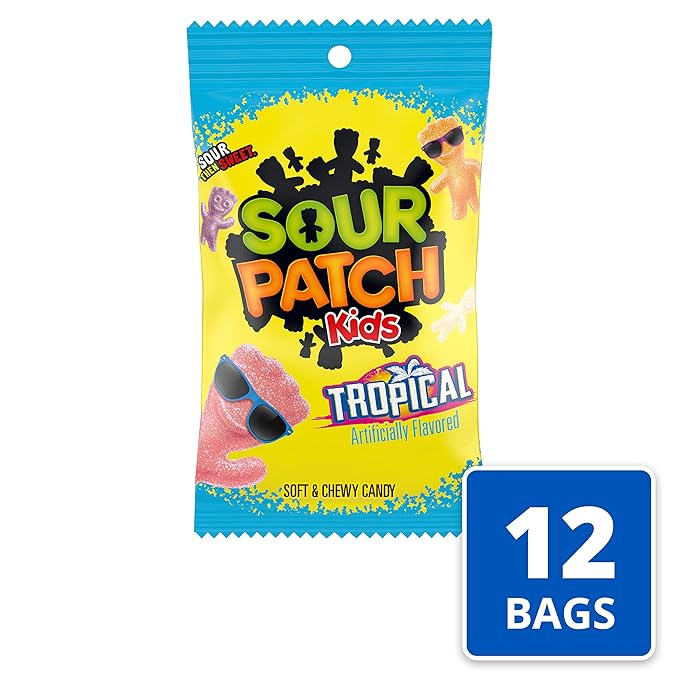 Sour Patch Kids Tropical Soft & Chewy Candy, Bulk Candy, 12-8 oz Bags