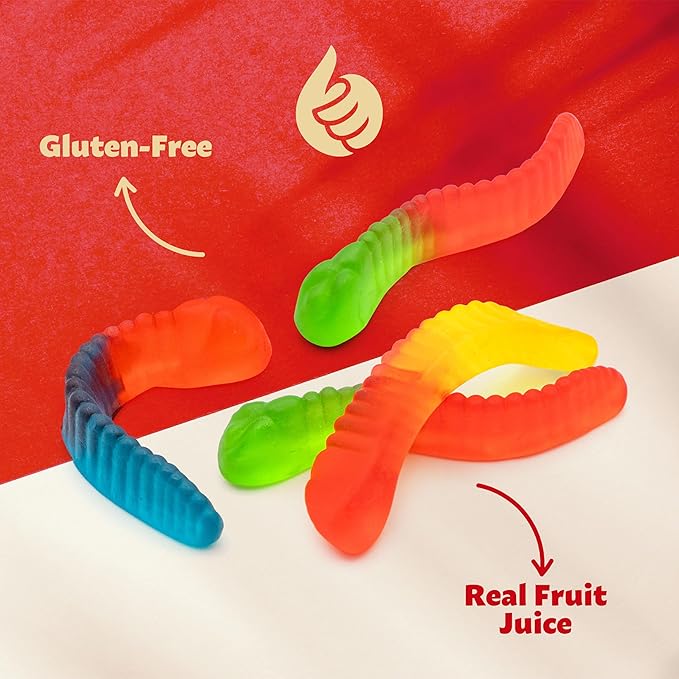 Gummy Worms | 2 Pound Bag | Gummy Candy Made with Real Fruit Juice | Chewy Candy in Assorted Fruit Flavors | Gummies for Buffets, Party Favors and Goody Bags