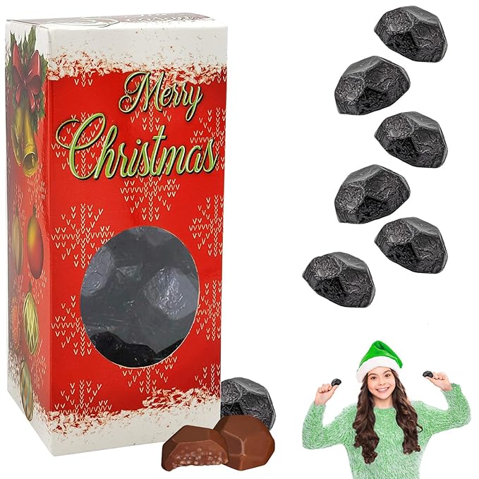 Fruidles Christmas Coal Chocolate Milk Double Crispy Coal, Party Bag Fillers, Individually Wrapped Foils, Kosher Certified (45 Count (1 Pound))