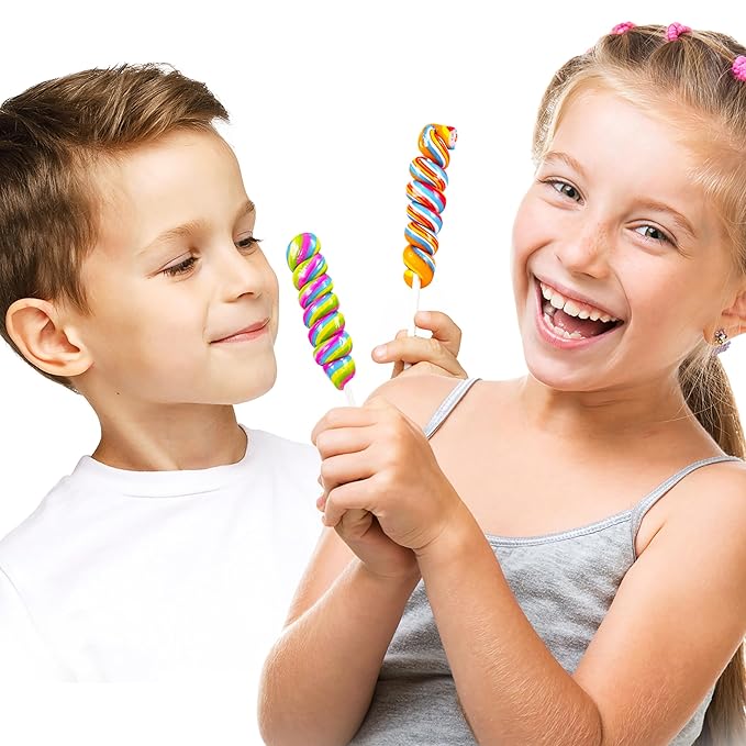 Rainbow Twist Lollipops Swirl 18 PCS- Spiral Twisty Lollipop - Bulk Lolipop Candy Suckers Treats - Swirly Candies for Birthdays Party Favors and Goodie Bags - Easter Basket Fillers for Kids