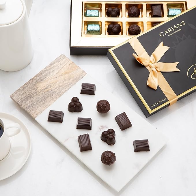 CARIANS Assorted Gourmet Chocolate Truffles Box, Luxury Candy Gift Basket with Dark, Milk & Hazelnut Truffles, Great For Gift Giving, Anniversary, Valentine's Day, 10 Pcs.