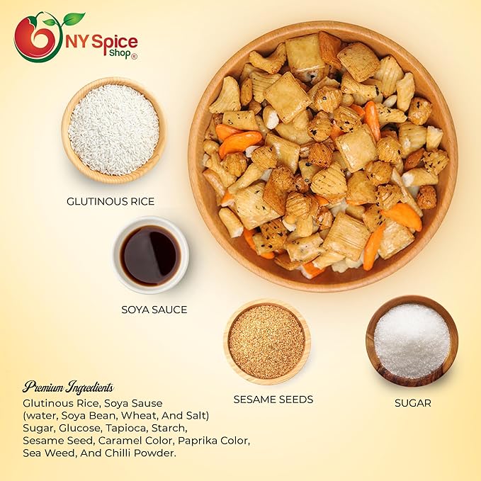 NY SPICE SHOP Oriental Rice Crackers – 5 Pound (80 oz.) – Oriental Rice Cracker Mix – Japanese Rice Crackers – Oriental Snack Mix – Party Rice Cracker