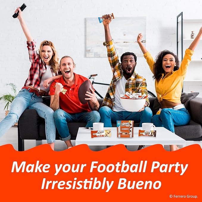 Kinder Bueno Mini Milk Chocolate Bars with Hazelnut Filling, Chocolate Candy Bars for Game Day, Football Party Supplies, Snacks for Adults, 5.7 oz