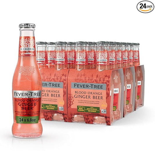 Fever-Tree Blood Orange Ginger Beer – Premium Mixer for Cocktails and Mocktails, 6.8 fl oz Bottles, Pack of 24 – Naturally Sourced, Non-GMO