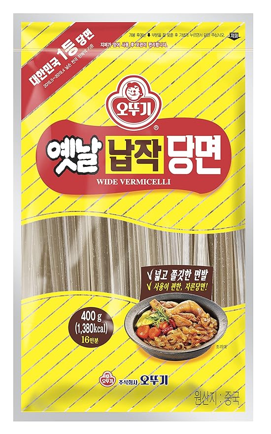 OTTOGI Wide Vermicelli Premium Glass Noodles (14.11 oz / 400g) - Vegan, Gluten Free, Soft & Chewy Glass Noodles