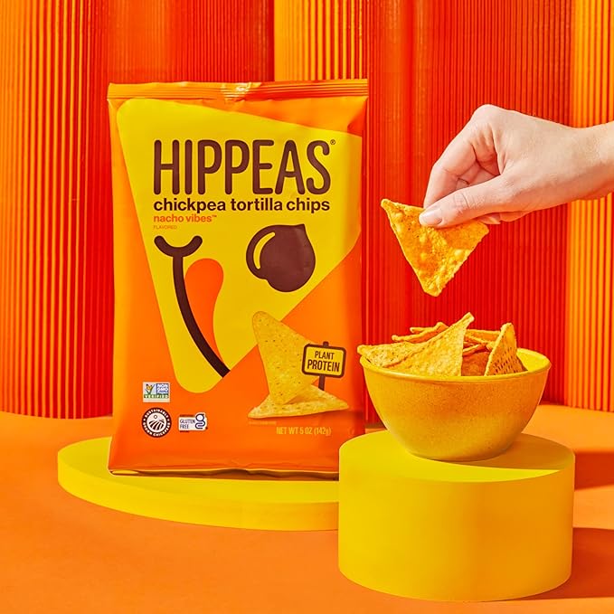 HIPPEAS Chickpea Tortilla Chips, Nacho Vibes Gluten Free Snacks, Dairy Free, Vegan, 1oz, Pack of 18, 3g Protein, 3g Fiber, Crunchy, Nutritious, Plant Protein Snack, Non-GMO, Kosher