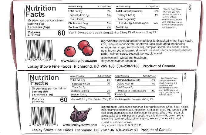Gourmet Food Crisps Crackers Variety Bundle | Cranberry Crisps & Hazelnut | Fig & Olive 2 Pk - 5.3 oz