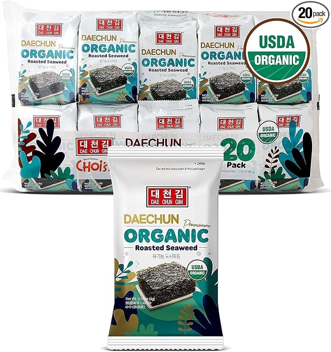Organic DAECHUN(Choi's1) Seaweed Snacks, 20 Pack, Original, Product of Korea Premium Great