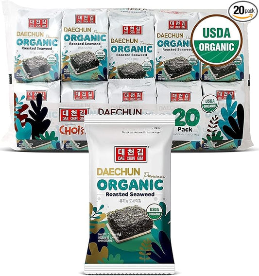 Organic DAECHUN(Choi's1) Seaweed Snacks, 20 Pack, Original, Product of Korea Premium Great