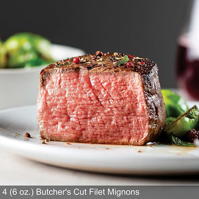 Omaha Steaks Premier Steakhouse Gift Bundle (4x Butcher's Cut Filet Mignons, 4x PureGround Filet Mignon Burgers, 4x Individual Scalloped Potatoes, 4x Individual Chocolate Souffles, 1 jar Omaha Steaks