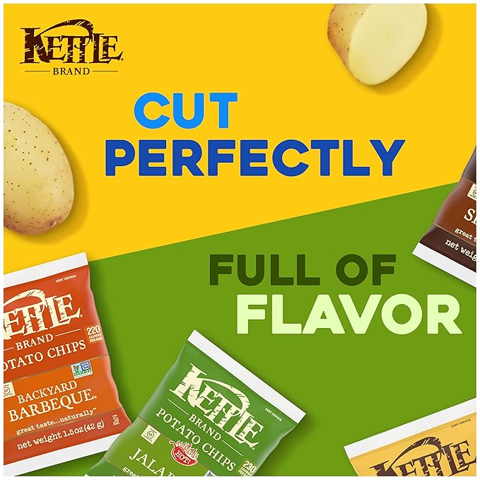 Kettle Brand Potato Chips, Variety Pack, 30 Ct Snack Bags, 1.5 Oz Each