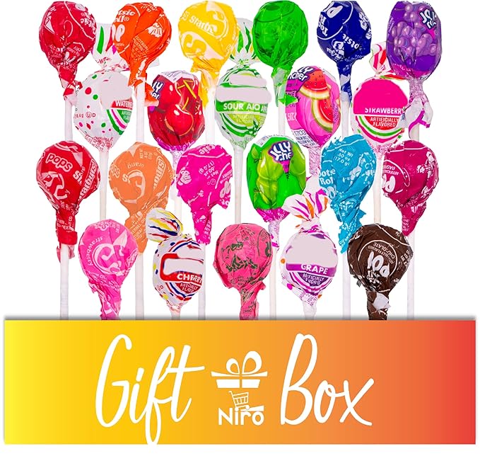 Niro Gift Assortment with 22 Flavors of Filled Lollipops - Filled With Chocolate Taffy, Gum, Fruit Flavors - Ideal Party Favors, Bulk Candy for Events and Celebrations- 4.5 Pounds of Candy Fun!
