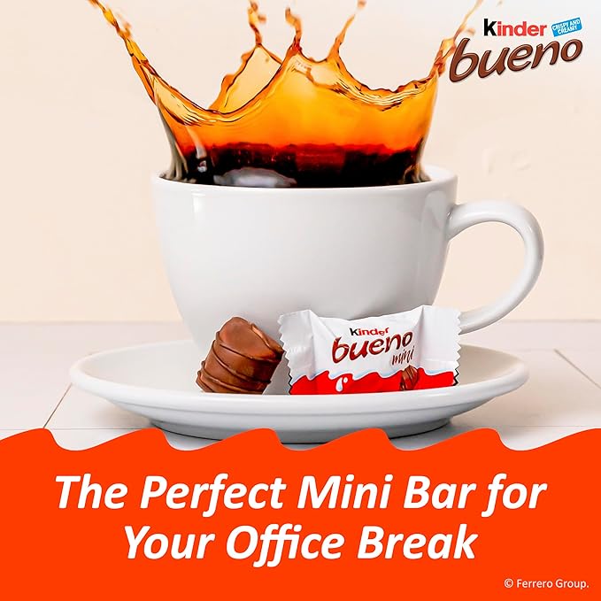 Kinder Bueno Mini, 125 Count Party Pack, Milk Chocolate and Hazelnut Cream, Individually Wrapped Chocolate Bars, 23.8 oz