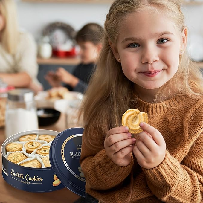 Mattigan's Danish Butter Cookies Traditional in 16 oz Tin – Classic Assorted Flavor Danish Butter Cookies, Gourmet Gifts for Holidays, Birthdays, Snack Gift, & Special Occasions, Reusable Metal Tin