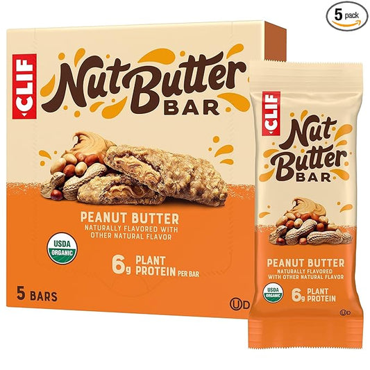 CLIF Nut Butter Bar - Peanut Butter - Energy Snack Bars - Non-GMO - USDA Organic - Plant Based - Low Glycemic - 1.76 oz. (5 Pack)