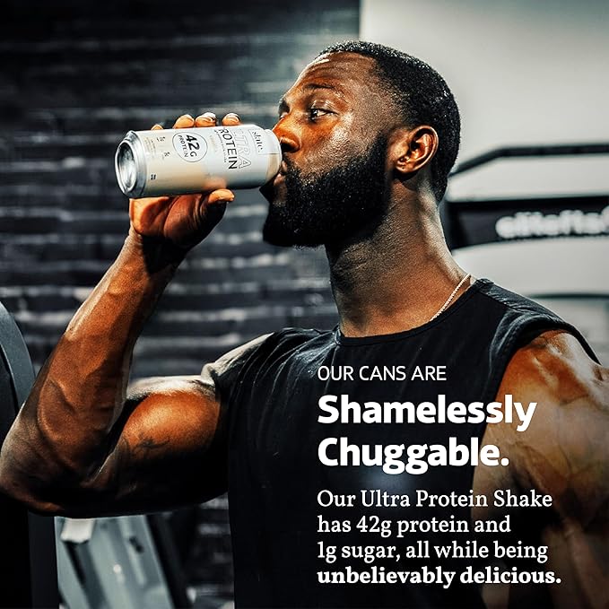 Slate Milk - Ultra Protein Shake - Vanilla - 42g Protein, 1g Sugar, 180 Calories, 1g Net Carbs - Lactose Free, No Added Sugar - Made with Ultra Filtered Milk - Breakfast Boost, Post Workout - 15 fl oz, 12 Cans