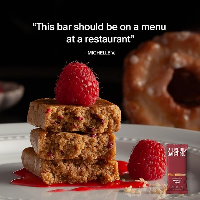 Stars + Honey Protein Bars - The Raspberry Donut, 14g Protein, 2g Sugar, w/Collagen Keto Friendly Snack - Gluten, Dairy, Seed Oil, & Soy Free - High-Protein Snacks for Energy & Recovery -10 pack