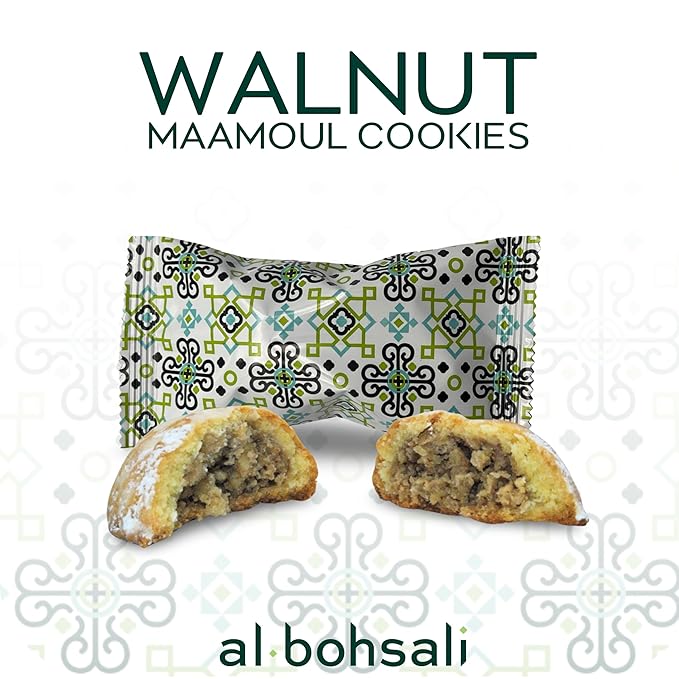 Al Bohsali Assorted Maamoul Cookies – Pistachio, Walnut & Date Filled Shortbread | 24-Piece Mediterranean Pastry Assortment