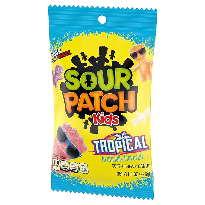 Sour Patch Kids Tropical Soft & Chewy Candy, Bulk Candy, 12-8 oz Bags