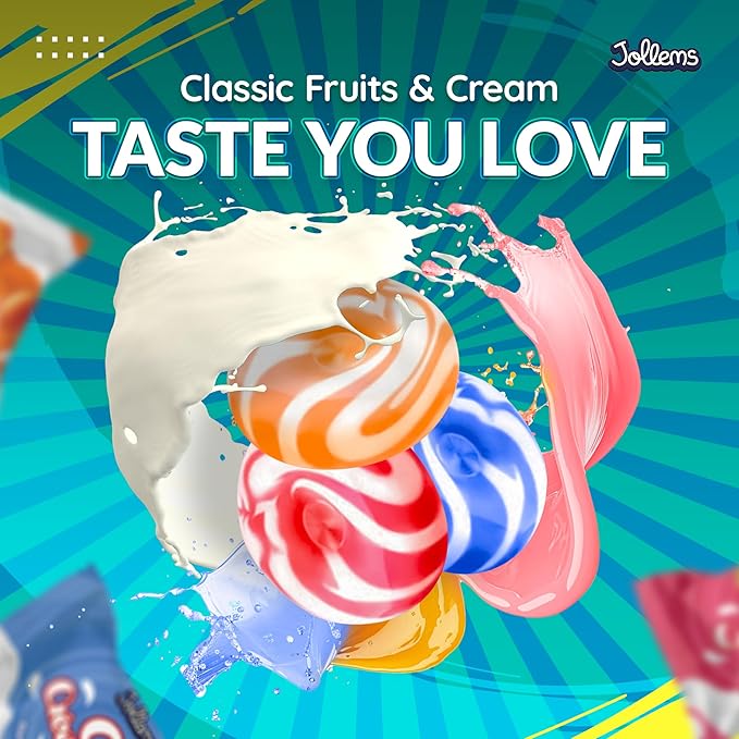Jollems O’ Creamers Assorted Fruit & Cream Flavored Hard Candy | Individually Wrapped | 2 Pound Bulk Bag