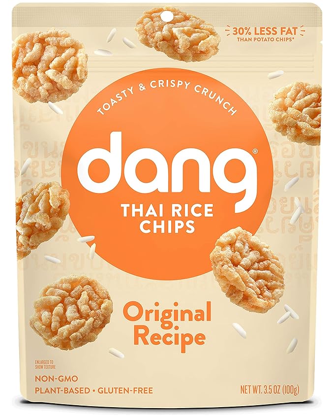 DANG Sticky Rice Chips | Original | 12 Pack | Vegan, Gluten Free, Non Gmo Rice Crisps, Healthy Snacks Made With Whole Foods | 3.5 Oz Bags