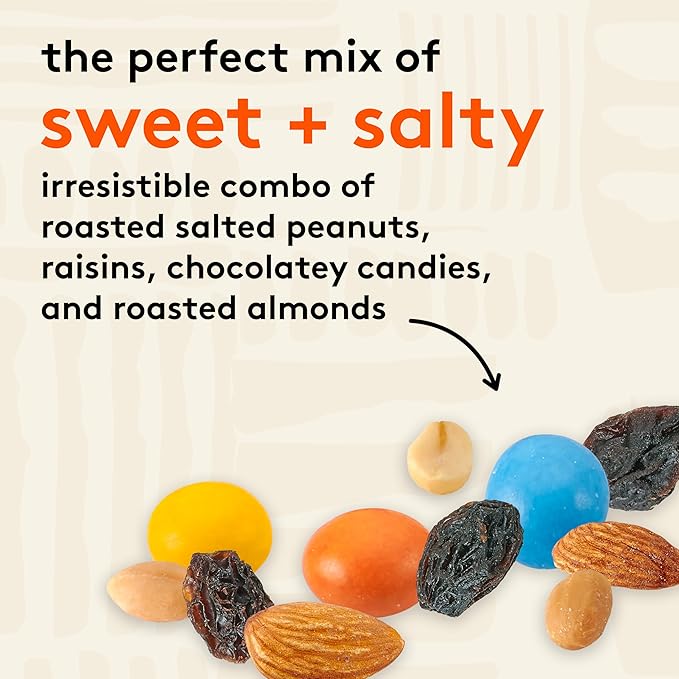 Snak Club Energizer Trail Mix with Roasted Salted Peanuts, Raisins, Chocolatey Candies, Roasted Almonds, Gluten-Free and Kosher Snack, 16 oz Resealable Bag