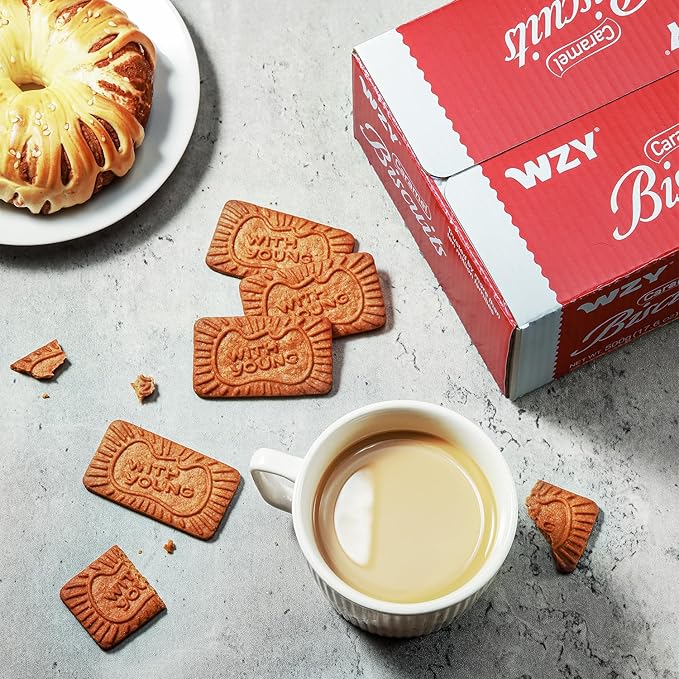 WZY Caramelized Biscuit Biscotti Cookies Tea Biscuits17.6 OZ (500g) Cookies Individually Wrapped Perfect Crunch for Coffee Tea Snacking & Desserts Crunchy Buttery & Delicious (17.6 OZ (500g))