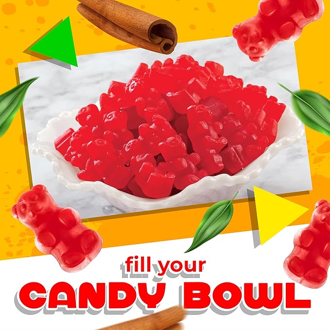JuJu Bears | 1 Pound Bag | Cinnamon Valentines Candy | Red Cinnamon Bears | Gelatin Free Sweet and Spicy Gummies | Old Fashioned Chewy Treats for Holiday Party Buffets