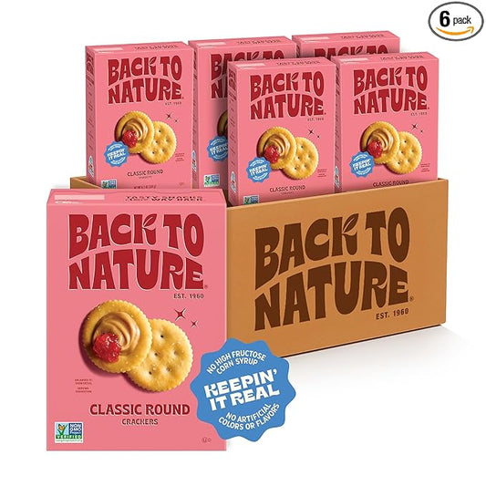 Back To Nature Classic Round Crackers, Dairy Free, Non GMO, 6.5 Ounces (Pack Of 6)