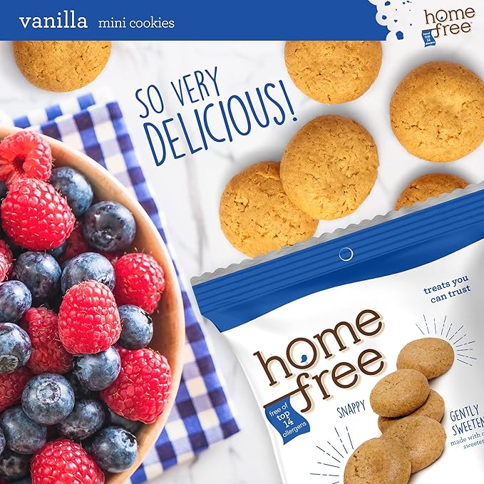 Homefree Mini Vanilla Cookies, Gluten Free, Nut Free, Vegan, Individually Wrapped Packs, School Safe and Allergy Friendly Snack, 1.1 oz. (Pack of 64)