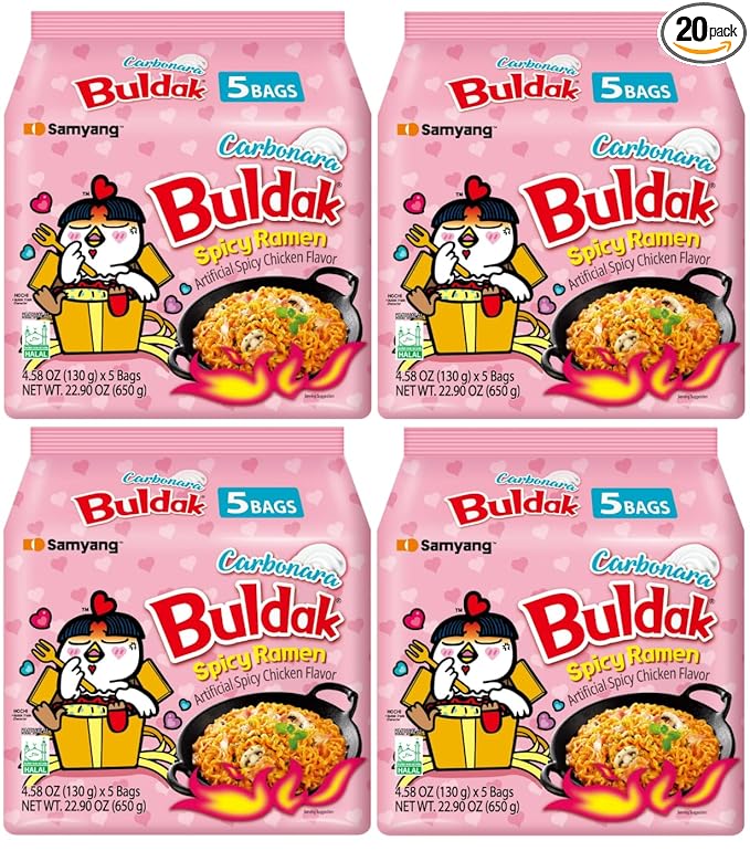 KF GOODIES Korean Ramen Variety Pack Gift Box (20 Count) – Spicy Buldak Noodle Assortment for Birthdays, College Care Packages, Office Snacks, and Gift Baskets