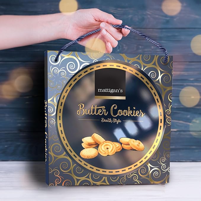Mattigan's Danish Butter Cookies Traditional in 16 oz Tin – Classic Assorted Flavor Danish Butter Cookies, Gourmet Gifts for Holidays, Birthdays, Snack Gift, & Special Occasions, Reusable Metal Tin