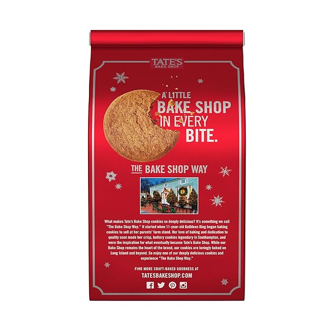 Tate's Bake Shop Gingersnap Cookies, Limited Edition Holiday Cookies, 4 - 7 oz Bags