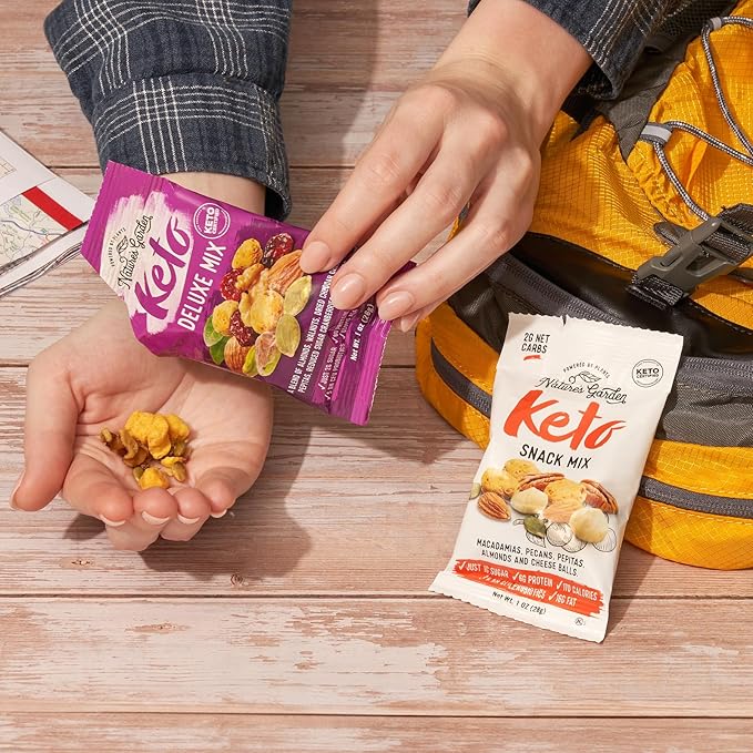 Nature’s Garden Keto Variety Snack Packs – Keto Snack Mix, Keto Deluxe Mix, Heart Healthy Nuts, Probiotic Cheese Balls, Mixed Nuts, Gluten-Free, Energy Boost, Healthy Snacks– 1 Oz Bags (18 Individual Servings)