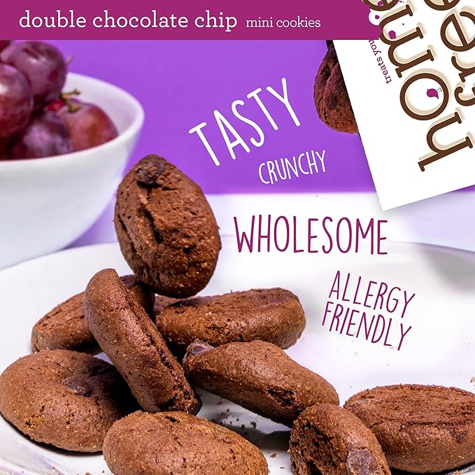 Homefree Mini Double Chocolate Chip Cookie Box, Gluten Free, Nut Free, Vegan, School Safe and Allergy Friendly Snack, 5 oz. Box (Pack of 6)
