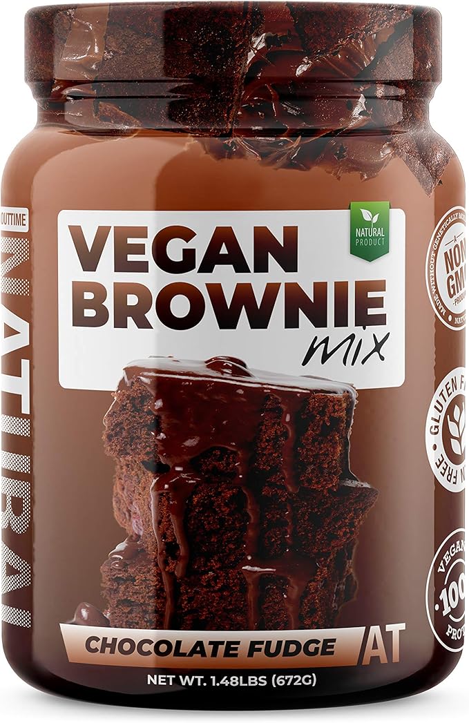 About Time Vegan Protein Brownie Mix 1.5lb - Gluten Free, Dairy Free, Soy Free, 7 Grams of Protein, 5 Grams of Fiber, Healthy Snack